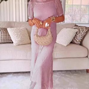 Cut-out short-sleeve dress